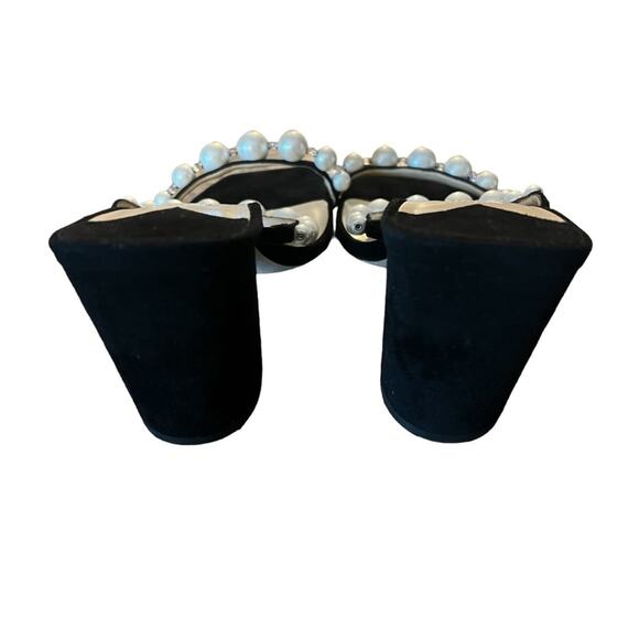 Jimmy Choo Amara 85mm Pearl Straps Suede Block Heels Mules NEW EU 35.5 US 5.5 - Picture 8 of 14